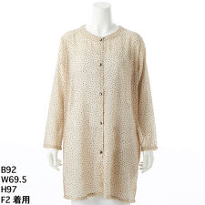【大きいサイズレディース】フロッキードットプリントシフォンロングカーディガン【日本製】