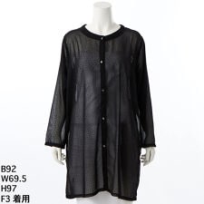 【大きいサイズレディース】フロッキードットプリントシフォンロングカーディガン【日本製】