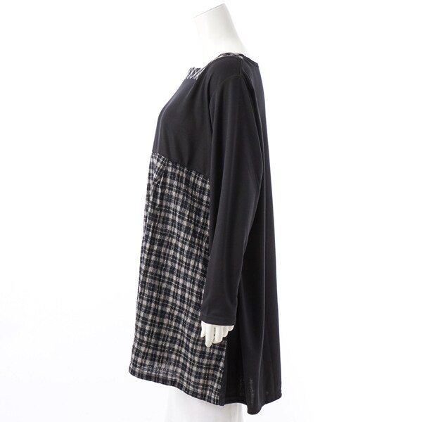 大きいサイズレディース】スクエアネックウールガーゼチェック＆ポンチ