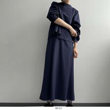 【Ｍ～５Ｌ】ウエストリブ ライン ストレートスカート