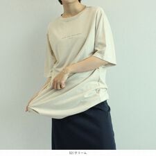 【Ｍ～５Ｌ】プリントロゴ チュニック Ｔシャツ