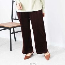 【M～5L】ベロア風 ニット コーデュロイ イージーパンツ
