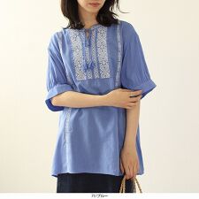 レスウェル(leswel)の【大きいサイズ】スラブ ローン 刺しゅう ブラウス