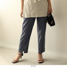 【L～5L】【leswel】ストレッチ センタースリット パンツ