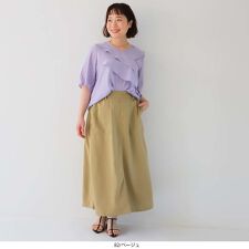 【大きいサイズ】リネンライク ベーカースカート