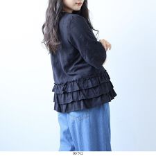 【leswel】【Ｌ～５Ｌ】コットンドビーストライプフリルヘムブラウス