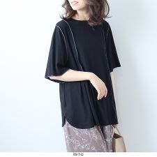 【大きいサイズ】ソフトテレコ配色メローTシャツ