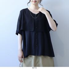 【大きいサイズ】レーシーフライヨークVネックブラウス