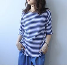 【大きいサイズ】コットンボーダーTシャツ