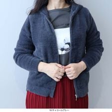 【大きいサイズ】フェザーヤーンニットパーカー