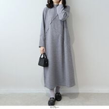 レスウェル(leswel)の【大きいサイズ】ダブルジャージー配色メローワンピース