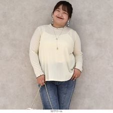 【yuki×leswel】【Ｌ～３Ｌ】【大きいサイズ】ライトベロアハイネックメロートップス