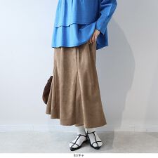 【大きいサイズ】ニットスエードフレアスカート