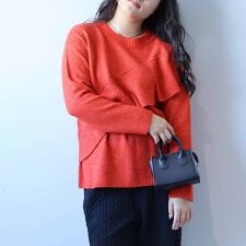 【大きいサイズ】アシンメトリーニットプルオーバー