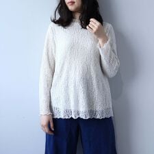 【大きいサイズ】ハイネックレーシーブルオーバー