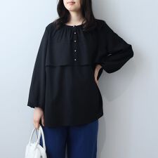 【大きいサイズ】シアサッカーフリルブラウス