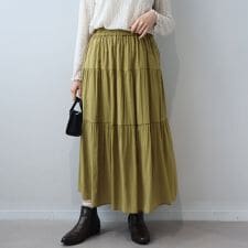 【大きいサイズ】ワッシャーティアードスカート