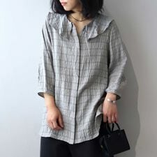 【M～5L】ドビーチェックフリルカラーブラウス