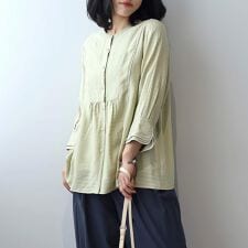 【M～5L】ドビーボーダーパイピングブラウス