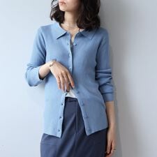 【Ｍサイズ】リブニットポロカーディガン