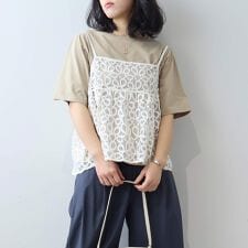 【大きいサイズ】【WEB/一部店舗限定】レーシーキャミブラウス