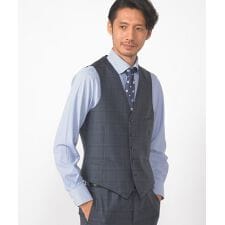 TW杢チェック柄スーツベスト／別売りスーツあり／ビジカジ／ON・OFF兼用
