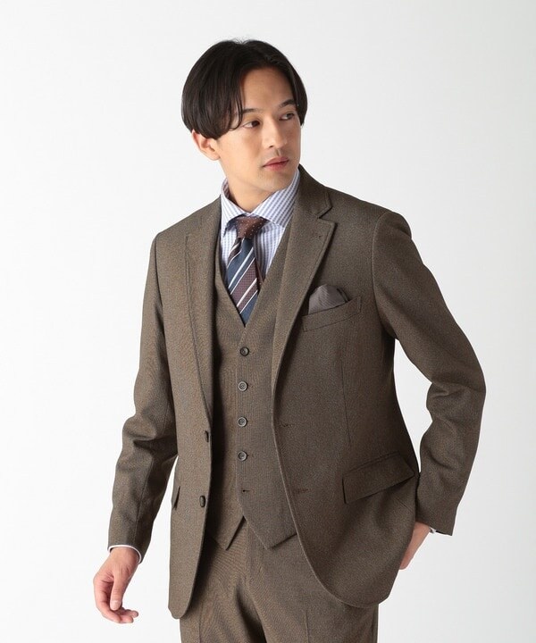 LANATECピンヘッド調ツイルスーツジャケット（同素材パンツ