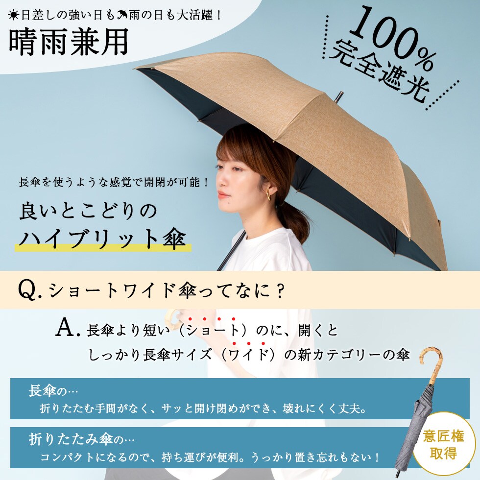 晴雨兼用ショートワイド傘 ダンガリープリント 誠実 Aroco ヴィータフェリーチェ アロコ