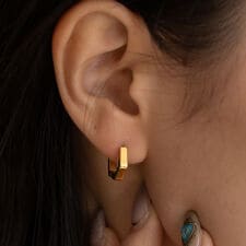 ゴールド六角フープピアス【aroco/アロコ】