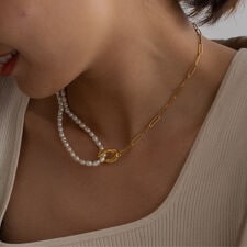 淡水パールケーブル2連ネックレス【aroco/アロコ】