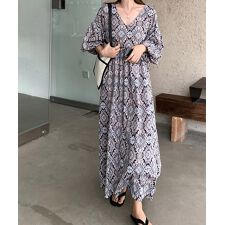 ペイズリー柄ロングワンピース【aroco/アロコ】