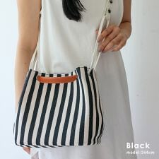 ストライプ柄キャンバス2wayミニバッグ【aroco/アロコ】