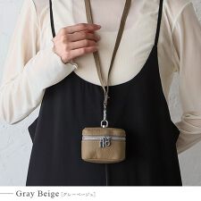 牛革ラウンドミニポーチ（ストラップ付き）【aroco/アロコ】