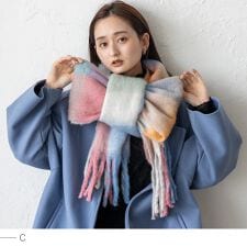 ヴィータフェリーチェ(VitaFelice)のモヘアタッチチェック大判ストール【aroco/アロコ】