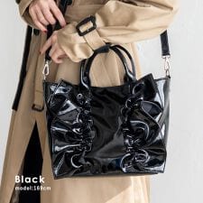 エナメル2wayフリルトートバッグ 【aroco/アロコ】