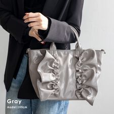 エナメル2wayフリルトートバッグ 【aroco/アロコ】