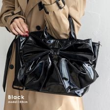 エナメル2wayリボントートバッグ 【aroco/アロコ】