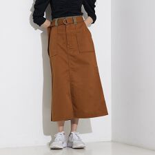 【Dickiesコラボ 別注】ウエスト配色 ベルトチノロングスカート