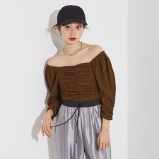 シャーリング ボリュームスリーブ2WAYプルオーバー