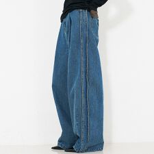 サイドライン タック ワイド ハイウエスト デニムパンツ
