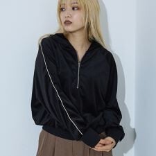 【セットアップ】ベロアハーフジップ フーディー パーカー