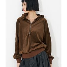 【セットアップ】ベロアハーフジップ フーディー パーカー