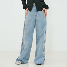 サイドライン ワイド デニムパンツ