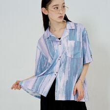 【セットアップ対応】ペイント柄 開襟シャツ【予約】