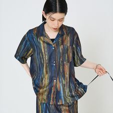 【セットアップ対応】ペイント柄 開襟シャツ【予約】