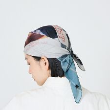 【LY】Postcard scarf　転写プリント 大判 スカーフ