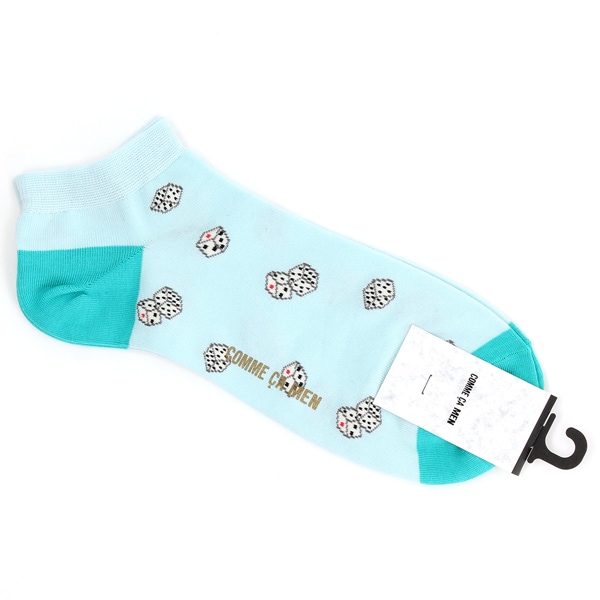 コムサメン アンクル丈ソックス サイコロ柄