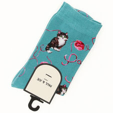 ポール＆ジョー 猫と毛糸玉柄クルーソックス