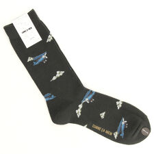 コムサメン ソックス クルー丈毛混飛行機柄