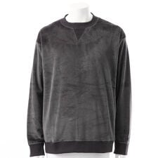 コムサメン ホームウェア 丸首長袖ストレッチベロア無地